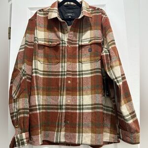 ROARK Rust & Cream Plaid Button-Up Shirt Jacket